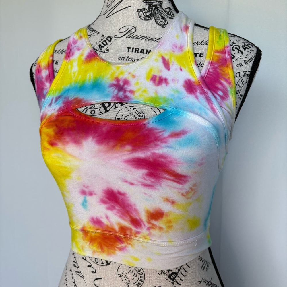 Helmut Lang cutout detail micromodal tie dye bra crop top size P XS - Picture 3 of 15